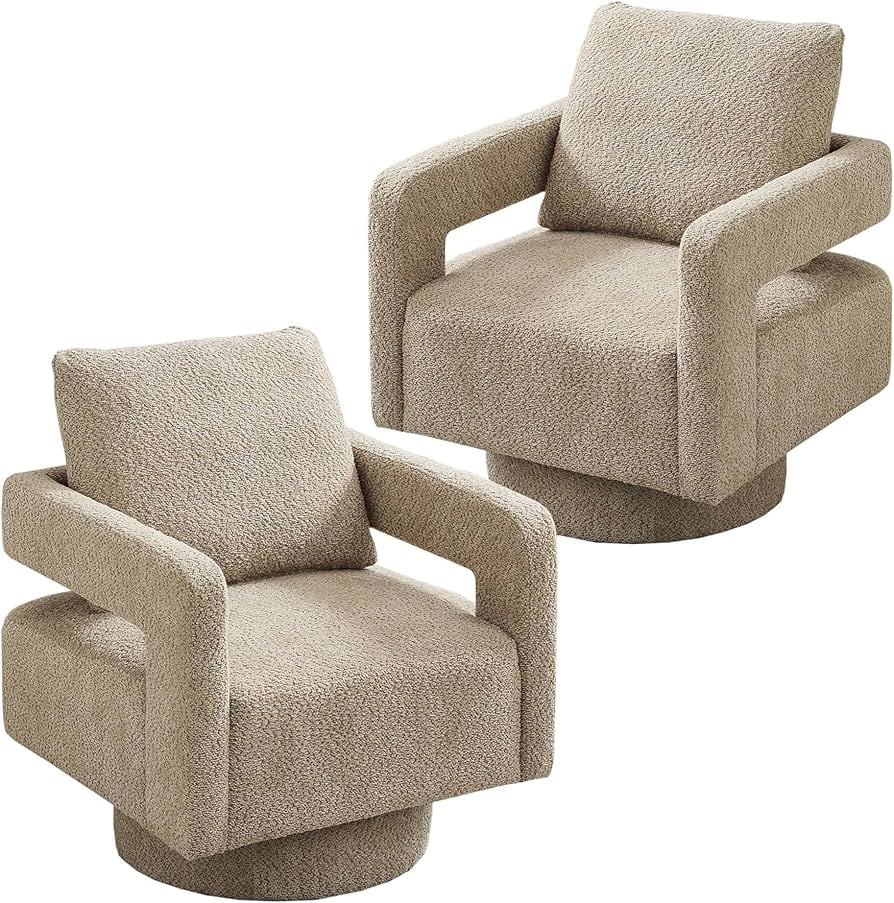 Swivel Accent Chair Set of 2, Modern Square Swivel Chairs for Living Room, 360 Degree Comfy Barre... | Amazon (US)