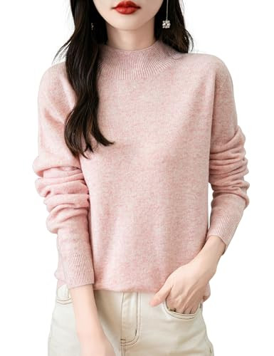 Women's 100% Merino Wool Seamless Sweater Mock Neck First-Line Ready to Wear Long Sleeve Knitted ... | Amazon (US)