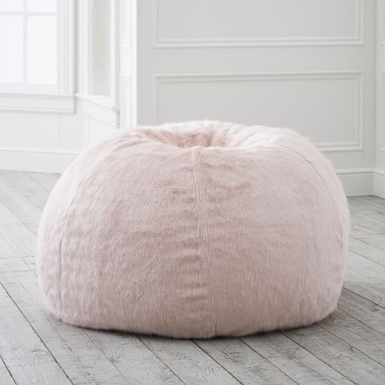 Iced Faux-Fur Blush Beanbag | Pottery Barn Teen
