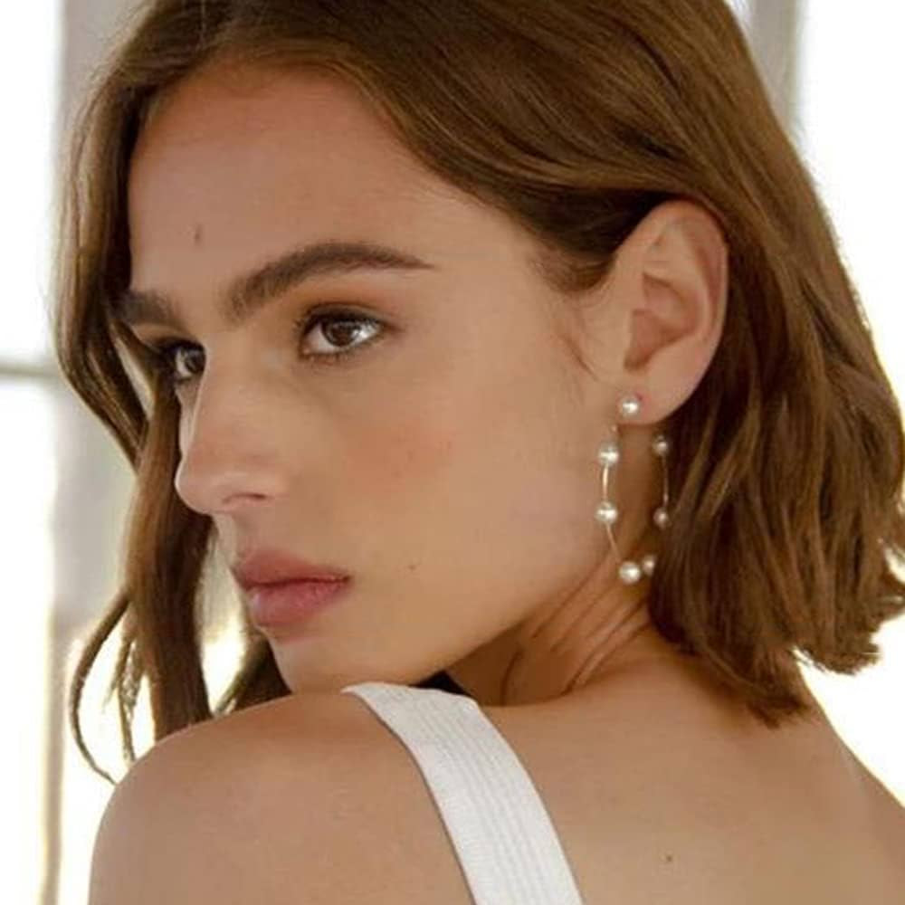 Wiwpar Pearl Hoop Earrings Circle Dangle Drop Earrings Imitation Pearl Earrings Elegant Accessori... | Amazon (US)