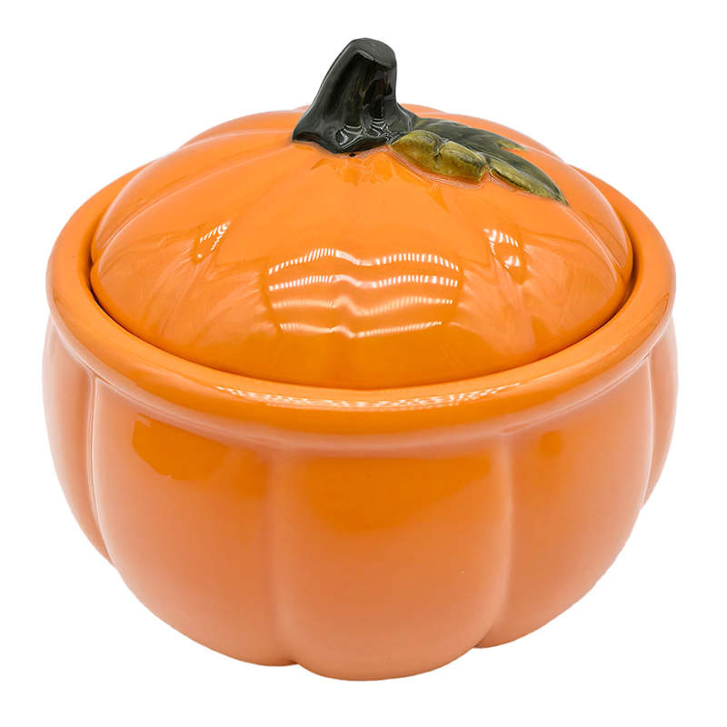 Orange Ceramic Pumpkin Soup Bowl with Lid, 13oz | At Home
