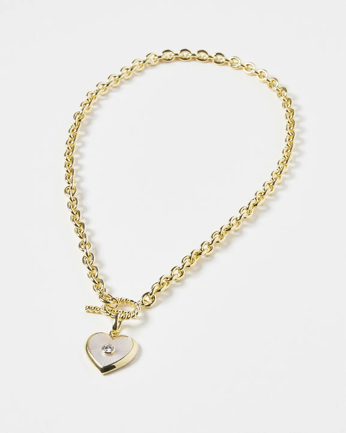 Skip Pearl Heart Charm Gold Plated Pendant Necklace | Oliver Bonas | Oliver Bonas (Global)