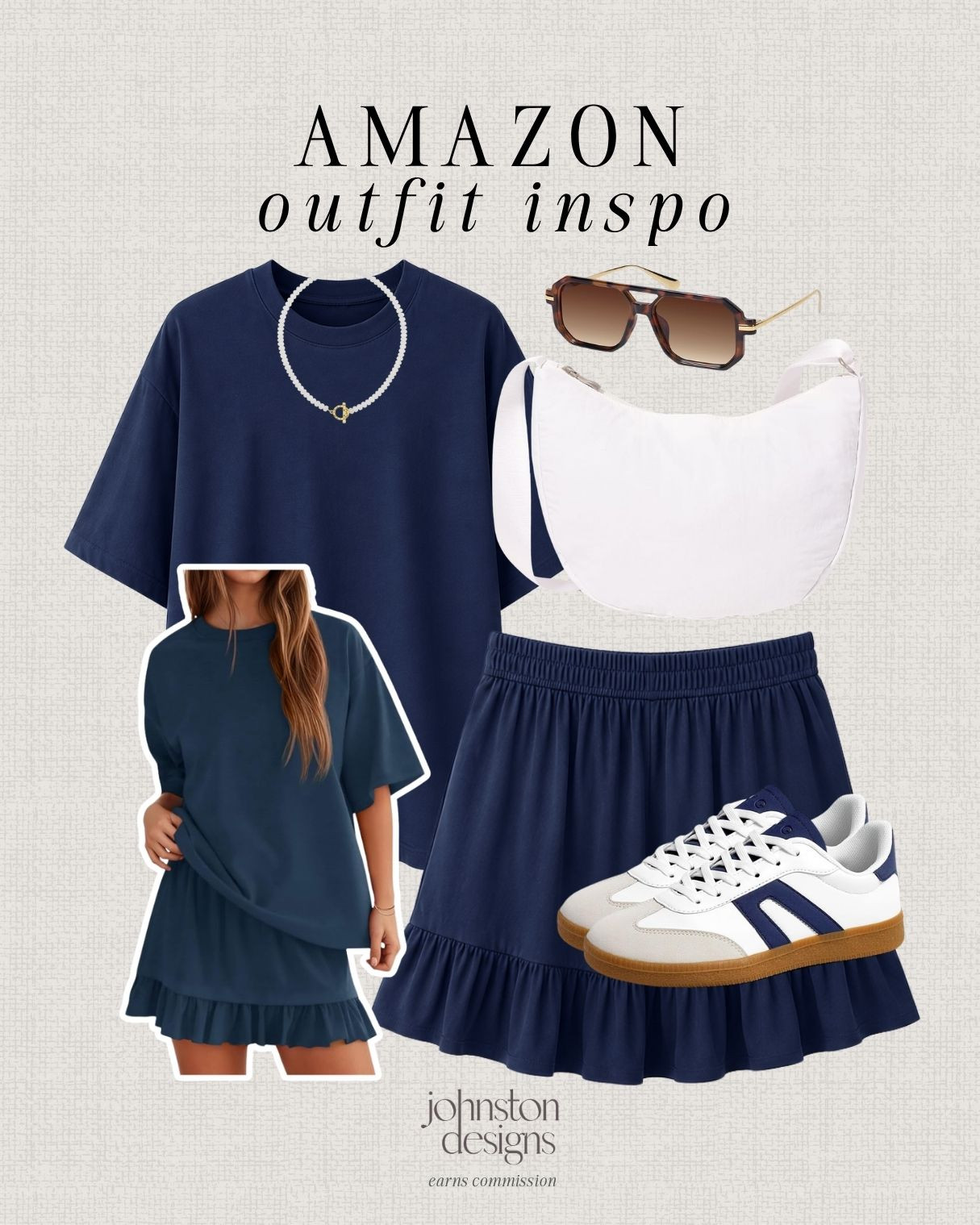 Amazon outfit inspo with a navy matching set, classic sneakers and easy everyday accessories. 🤍

Amazon navy matching set, oversized tee outfit, ruffle skirt set, casual summer style, white hobo bag, navy sneakers, pearl necklace, oversized sunglasses, comfy Amazon outfit, everyday outfit inspo, sporty summer look, errand outfit idea, affordable Amazon fashion, cute weekend style 

 #LTKootd #LTKSeasonal #LTKActive