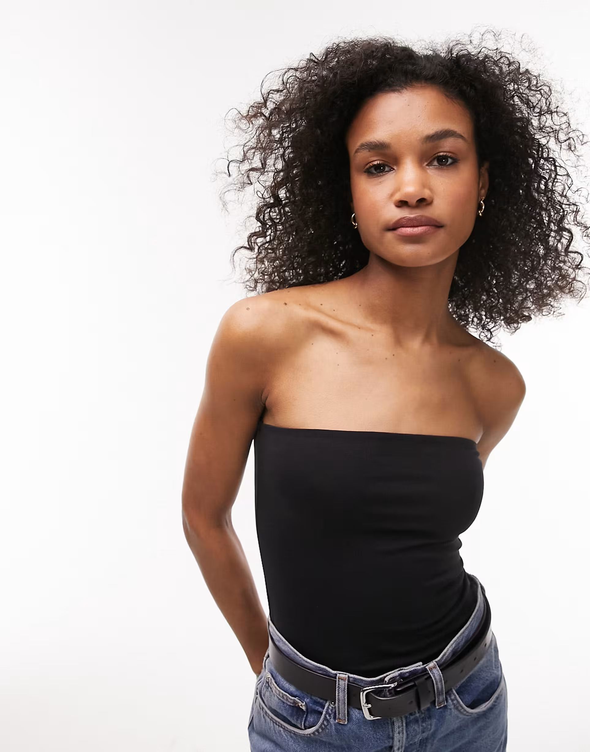 Topshop longline bandeau in black | ASOS (Global)