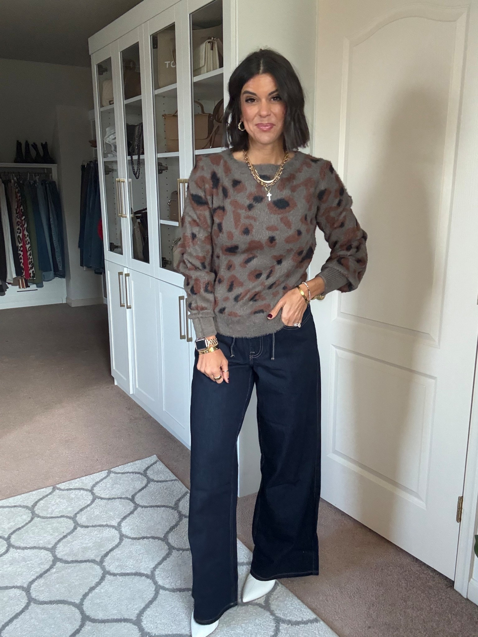 Size small in sweater
Size 2 in jeans- size down one

#LTKHoliday #LTKFindsUnder100