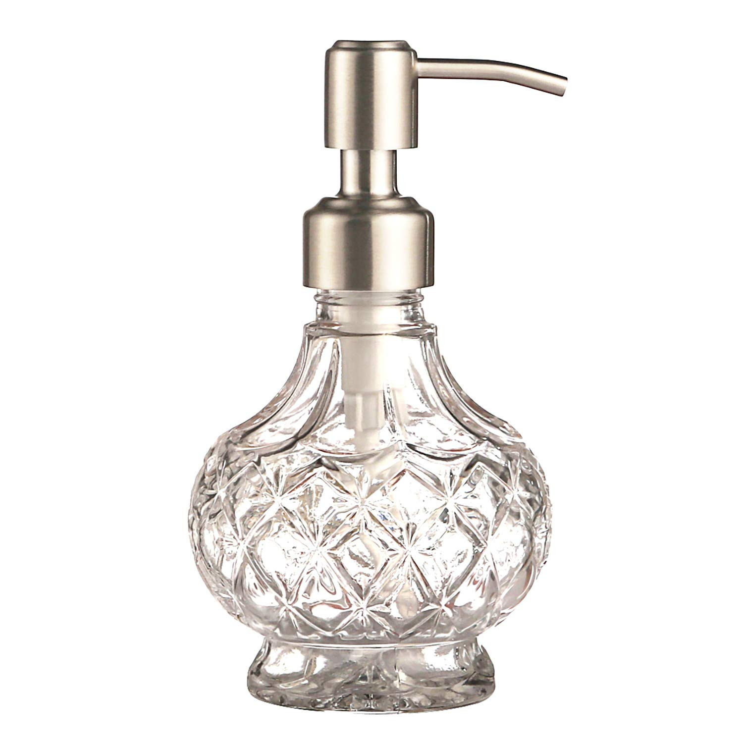 Soap Dispenser with Stainless Steel Pump, Clear Crystal Design, Vintage and Elegant, Refillable L... | Amazon (US)