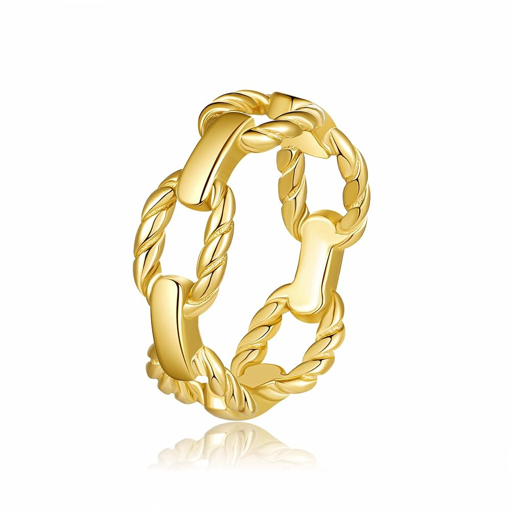 YeGieonr Gold Rings for Women Non tarnish Stainless Steel Womens Rings Dainty 18K Gold Plated Rin... | Amazon (US)