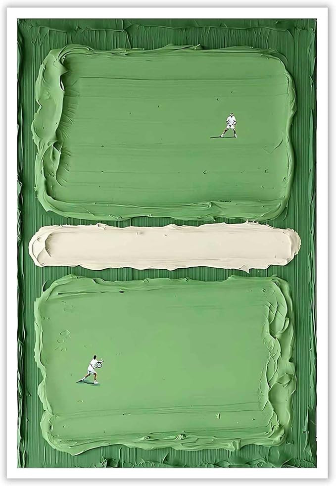 Vintage Tennis Sports Poster Boy'S Green Tennis Court Canvas Wall Art Minimalist Sports Sign Pict... | Amazon (US)