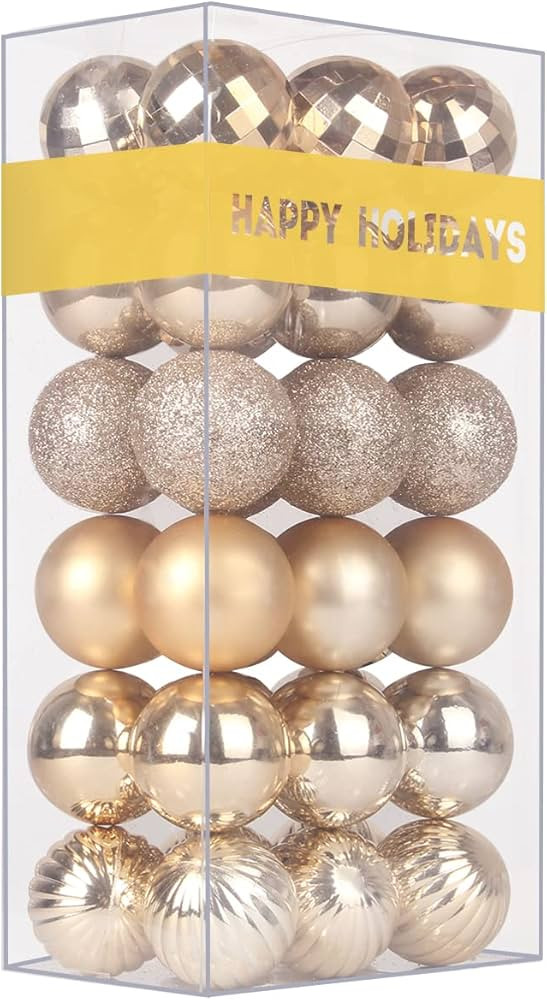 Champagne Gold 1.6" Small Christmas Balls Christmas Tree Decoration Ornaments Shatterproof Hangin... | Amazon (US)