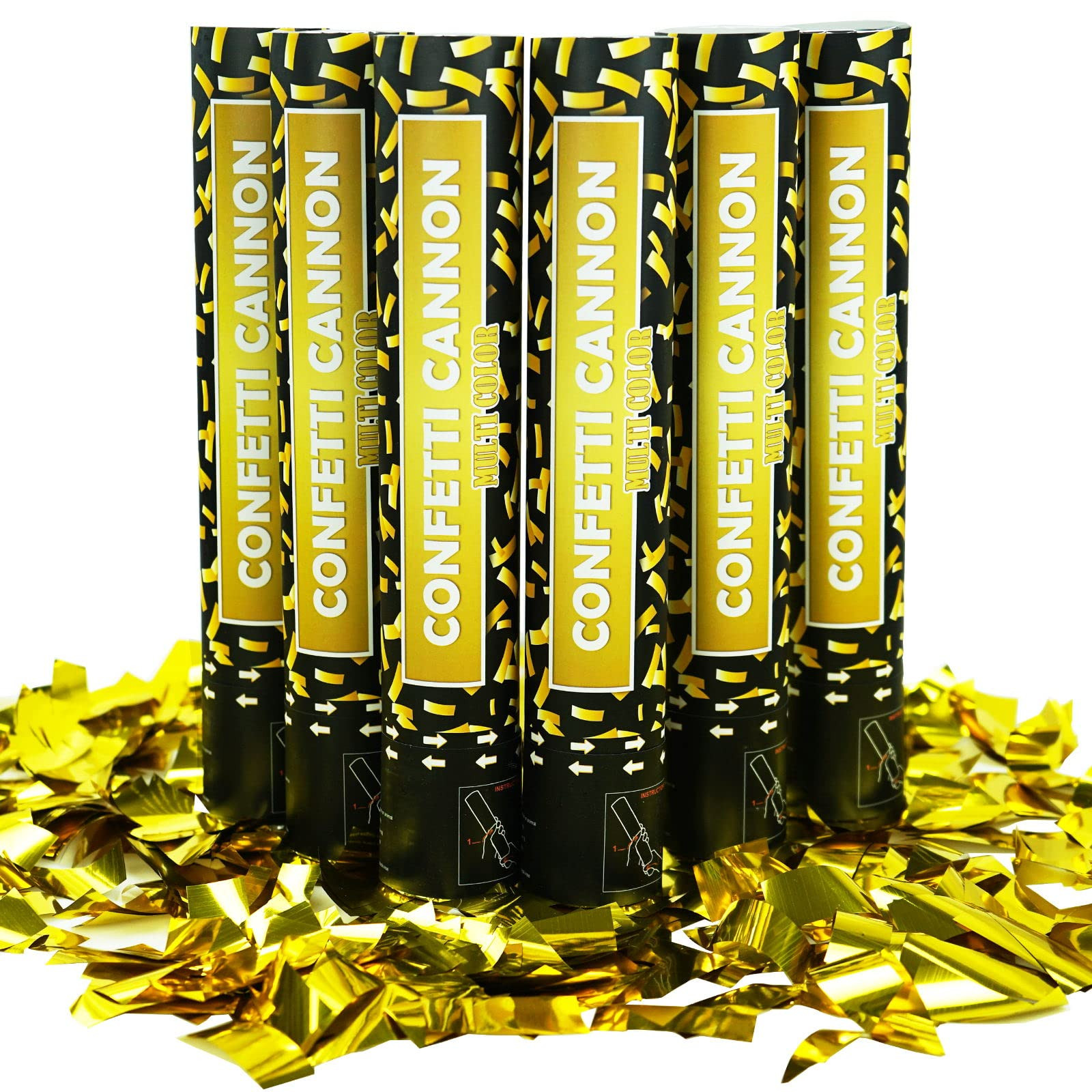 Confetti Cannon Gold Party Poppers - 6 Pack 12 Inch Confetti Poppers for Wedding Celebration Birt... | Amazon (US)