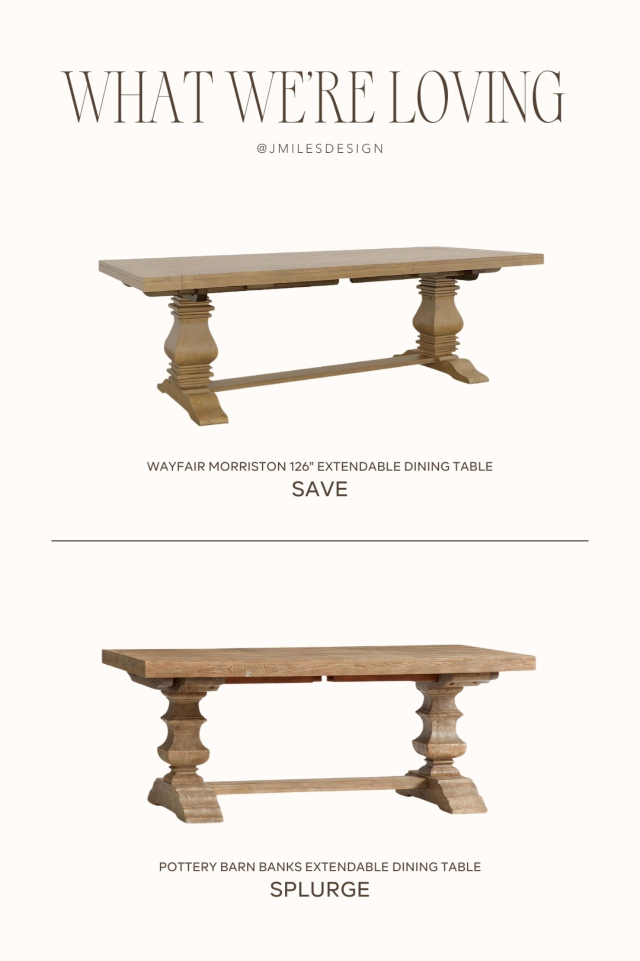Proof that great design doesn’t have to come with a splurge price tag.
This save vs. splurge dining table comparison is one of our favorites this season. #homeinspo #classicstyle #wayfairfind #potterybarn

#LTKHome #LTKSaleAlert