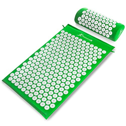 ProsourceFit Acupressure Mat and Pillow Set for Back/Neck Pain Relief and Muscle Relaxation, Large - Green/White | Amazon (US)