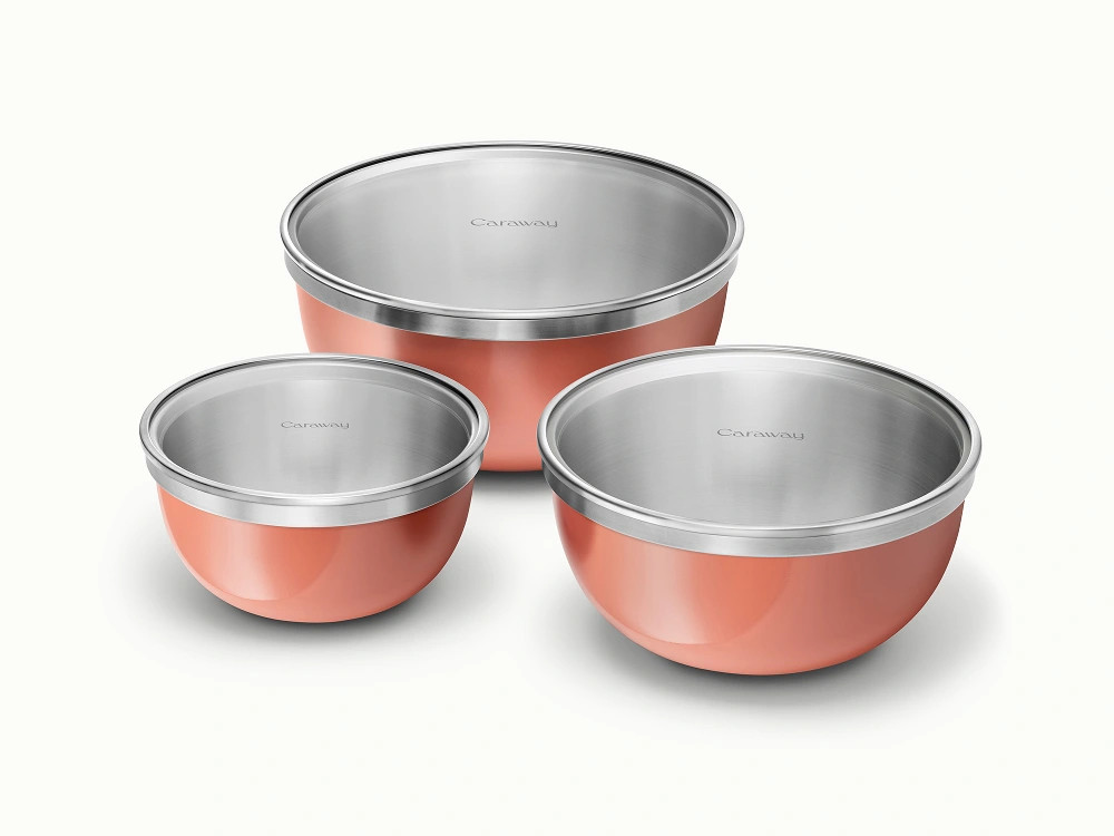 Mixing Bowl Set with Fitted Glass Lids | Non-Toxic Mixing Bowls | Caraway | Caraway