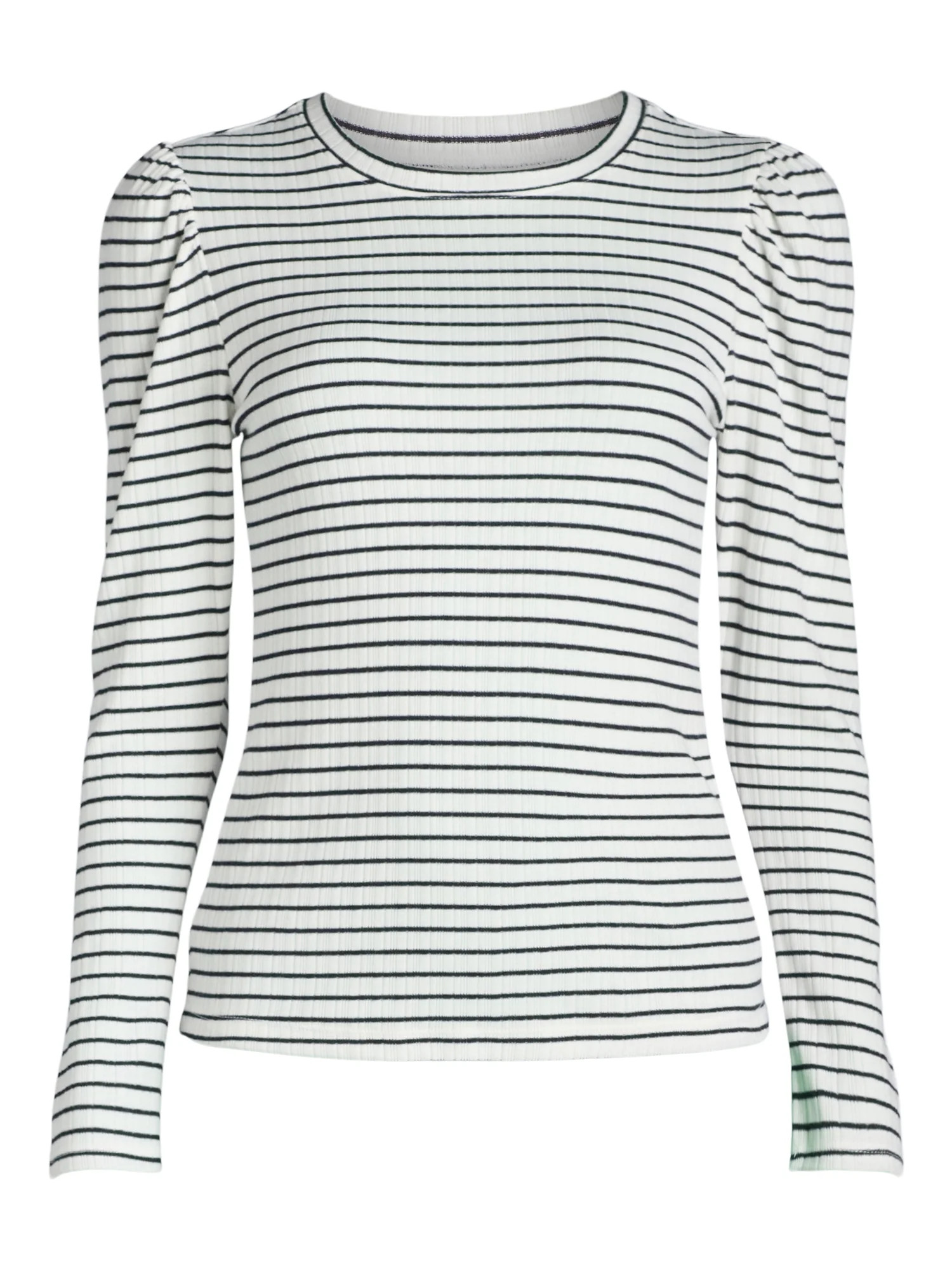 Free Assembly Women's and Women’s Plus Ribbed Top with Long Puff Sleeves, Sizes XS-XXXL | Walmart (US)