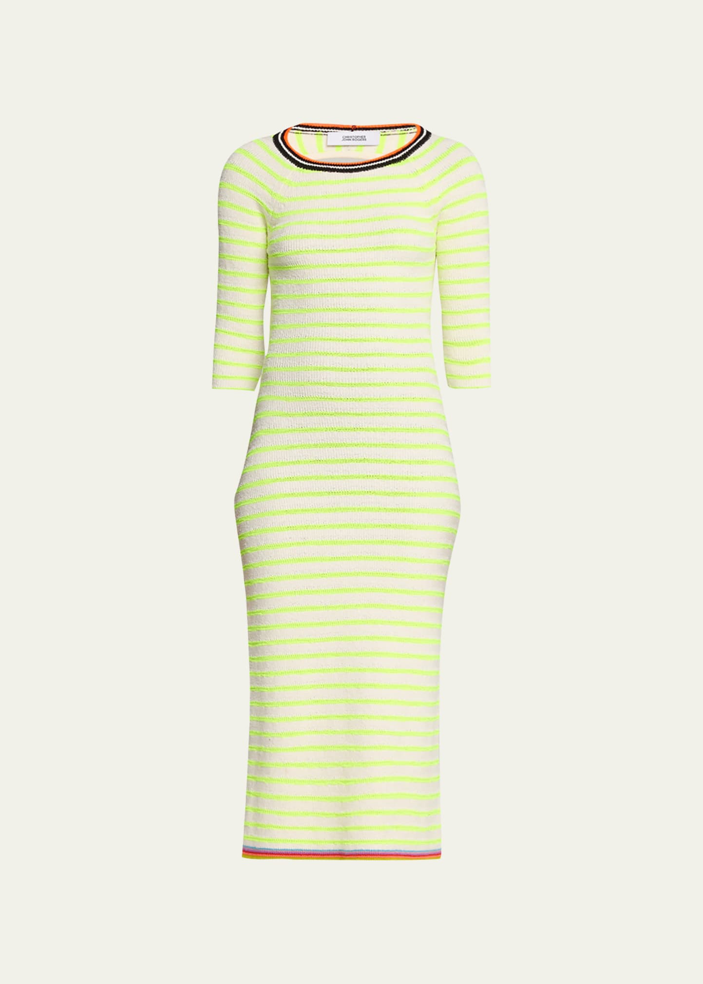 CHRISTOPHER JOHN ROGERS Open-Back Stripe Knit Midi Dress | Bergdorf Goodman