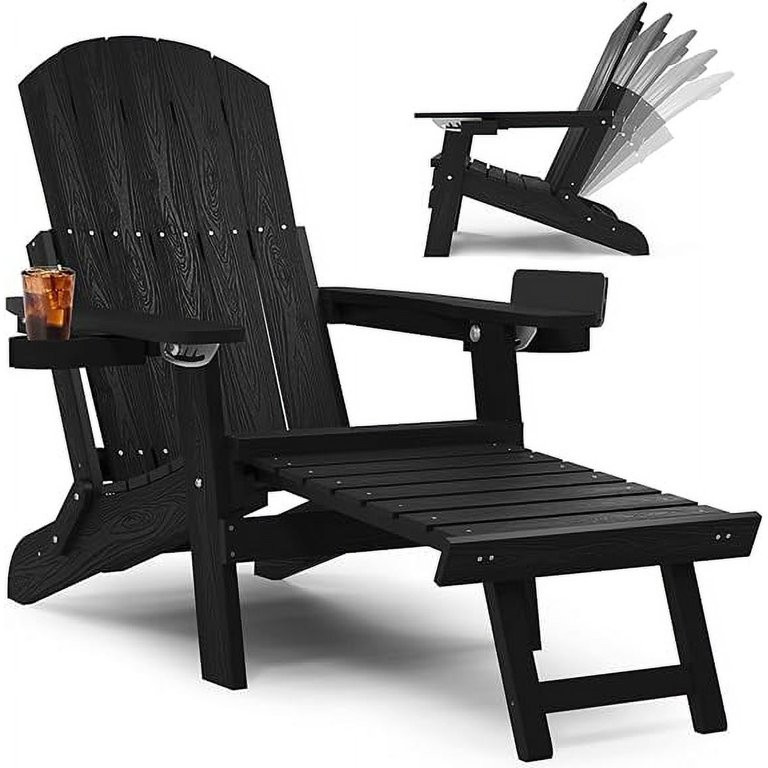 WINSOON Folding Adirondack Chair Adjustable Backrest Adirondack Chairs, Adirondack Retractable Ot... | Walmart (US)