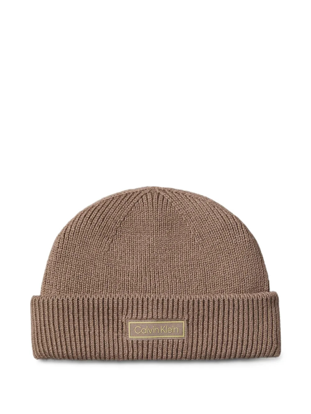 Calvin Klein Ribbed logo-patch Beanie | Brown | FARFETCH | Farfetch Global