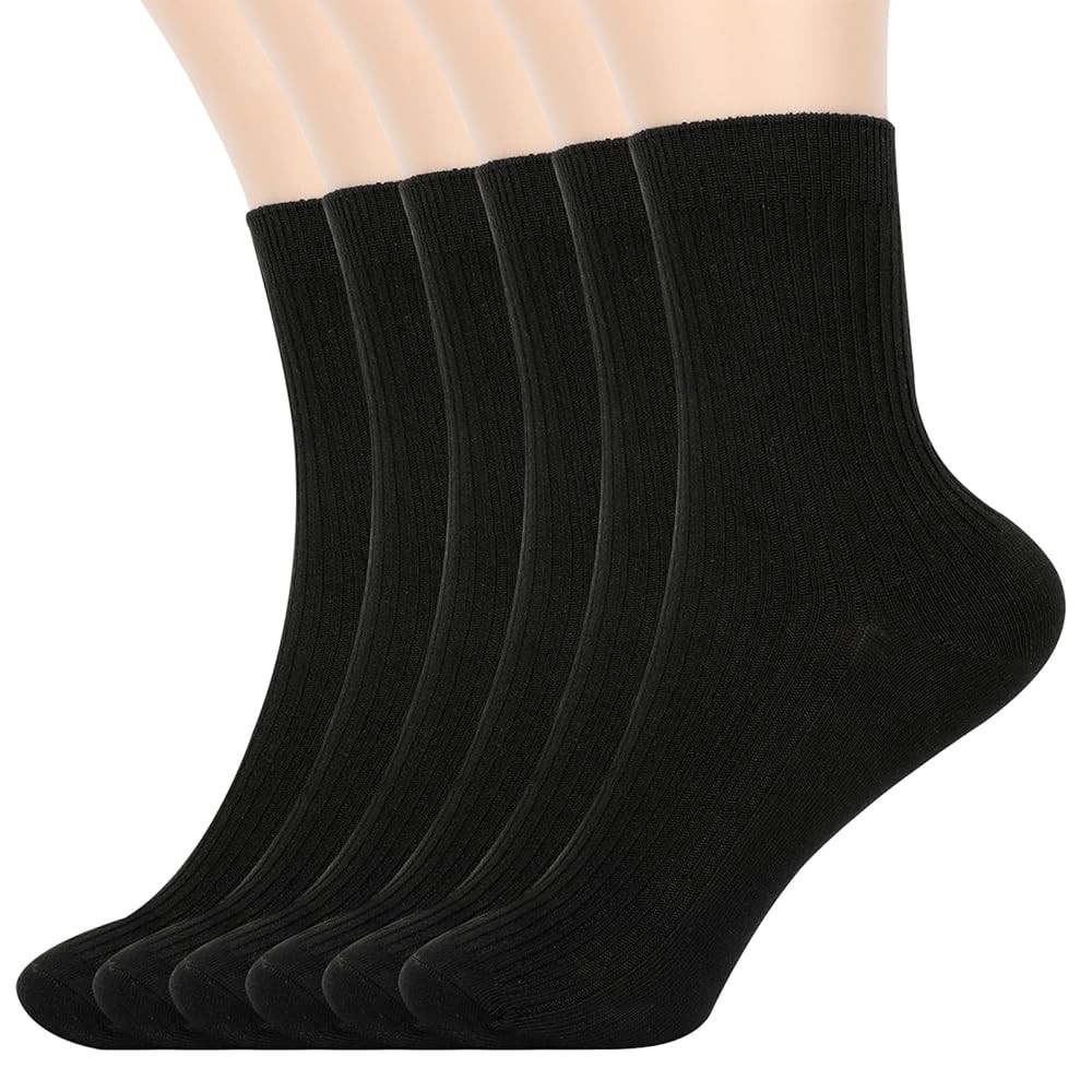 Womens Crew Socks Size 5-9 Cute Casual Athletic Crew Neutral Long Fall Cotton Socks for Women 6 P... | Amazon (US)