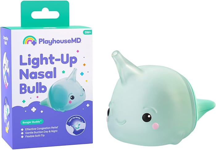 Playhouse MD Booger Buddy Nasal Aspirator Bulb, Narwhal - with LED Light for Babies & Toddlers ... | Amazon (US)