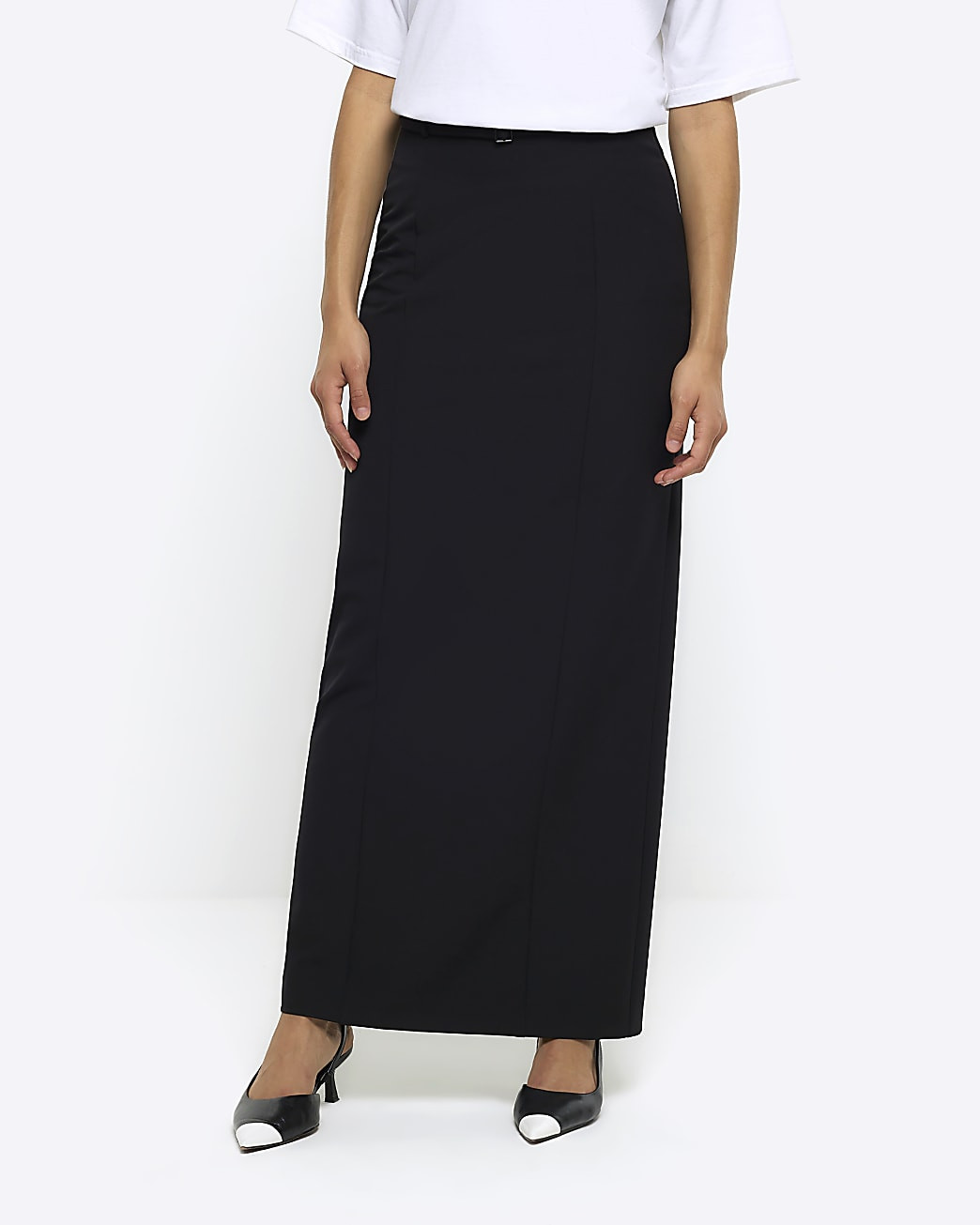 Black belted maxi skirt | River Island (UK & IE)