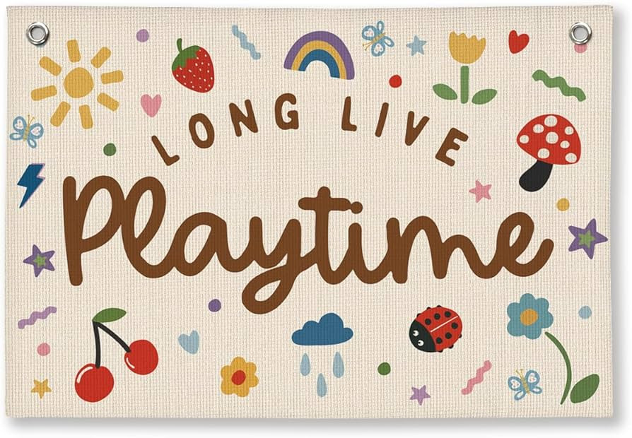 Playroom Wall Decor, Kids Toddler Boy Girls Playroom Decor Hanging Linen Banner,Play Room Wall De... | Amazon (US)