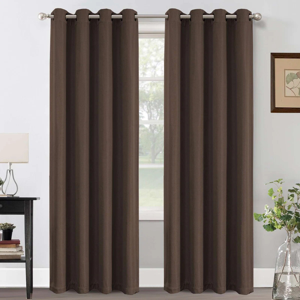 Linen Blackout Curtain for Bedroom/Living Room Thermal Insulated Grommet Linen Look Curtain Drape... | Wayfair North America