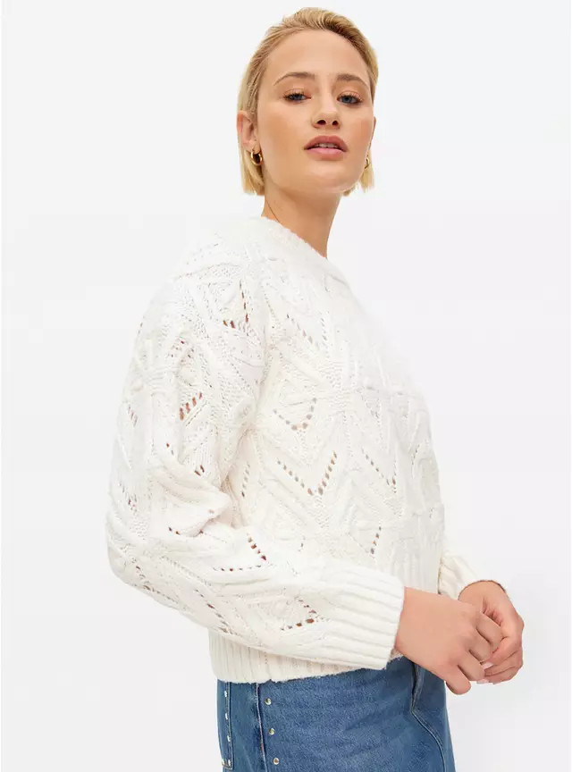 Cream Pointelle Cable Knit Jumper 24 | Tu Clothing