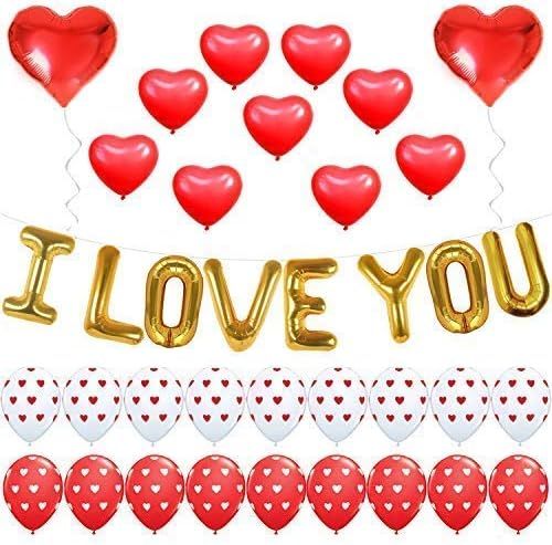 I LOVE YOU Balloons for Valentines Day Decorations - Pack of 35 | I Love You Balloon Banner, Prin... | Amazon (US)