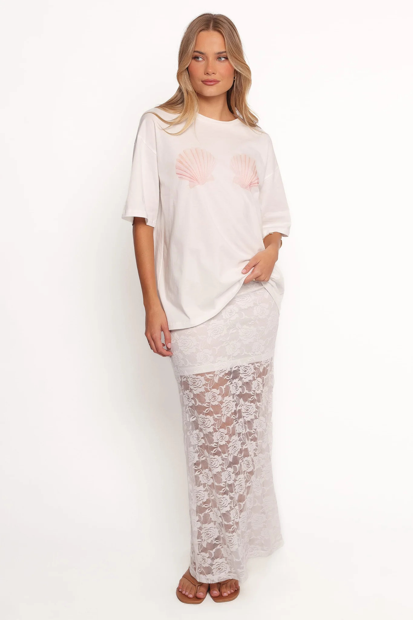 Laken Sheer Lace Maxi Skirt - White | Petal & Pup (US)