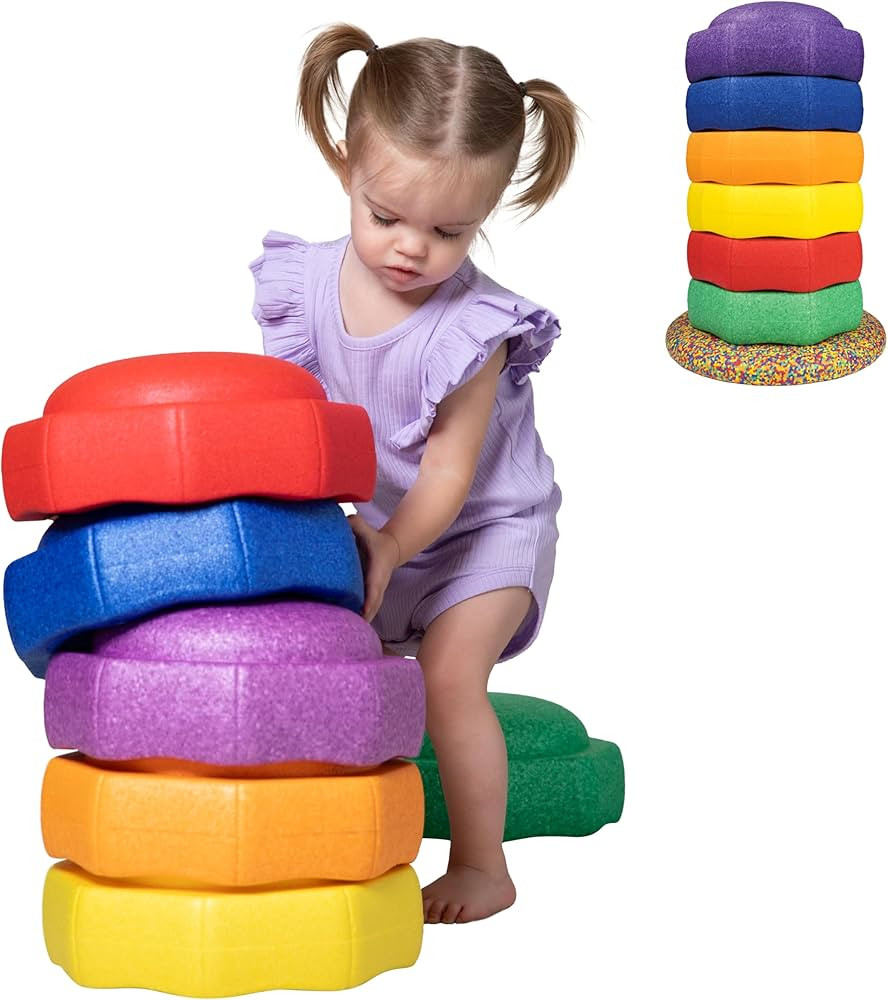 Nuby Stepping Stones with Balance Board – Montessori-Inspired Sensory Play, Stack, Step & Balan... | Amazon (US)