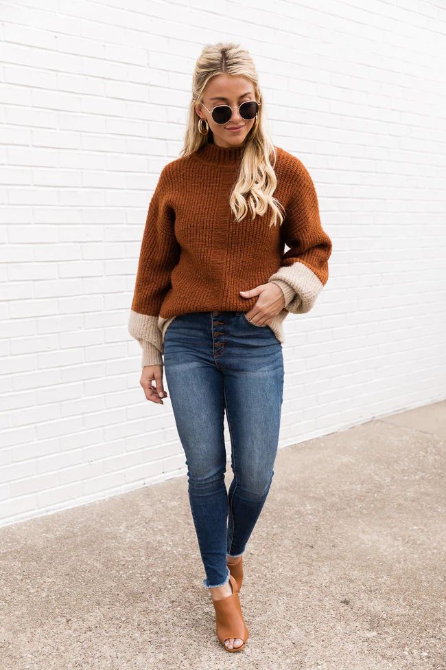 All The Classics Rust Turtleneck Sweater | The Pink Lily Boutique