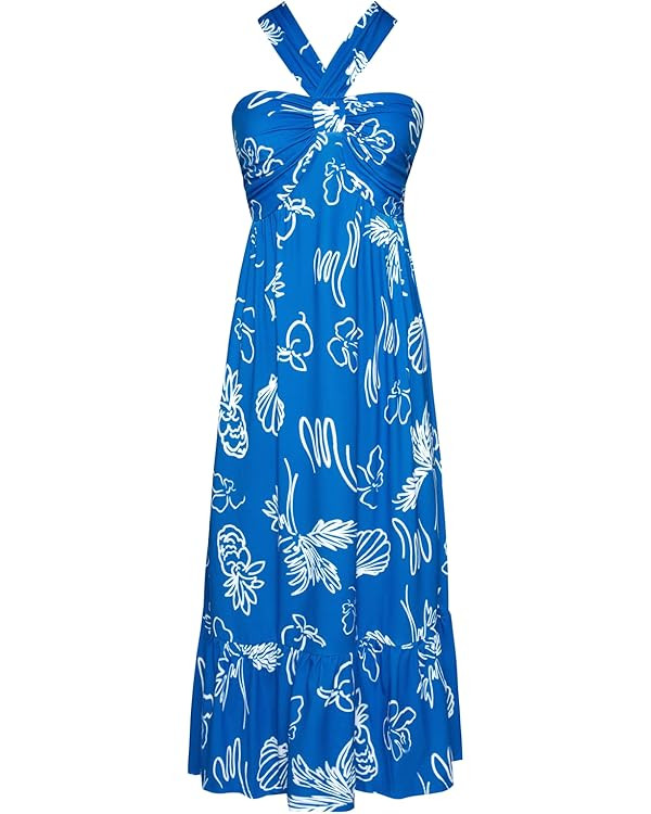 GRACE KARIN 2025 Women's Criss Cross Halterneck Sleeveless Summer Floral Print Flowy A Line Maxi ... | Amazon (US)