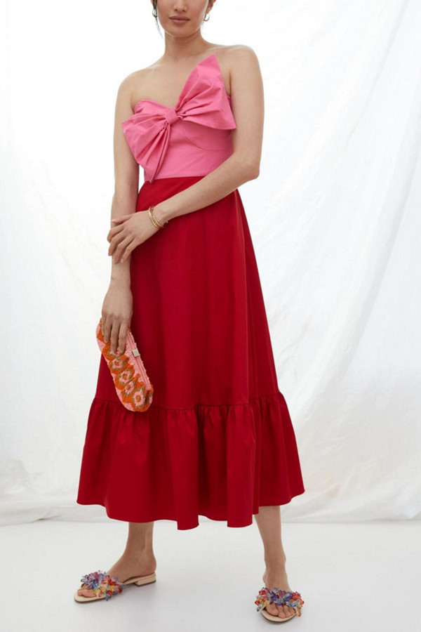 Colorblocked Bow-Tie Maxi Dress | Nuuly