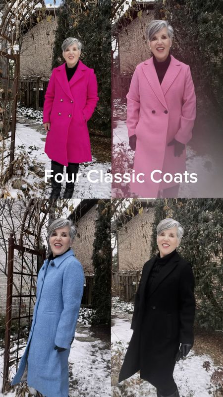 Here are four great winter coats of all different weights.  The fuchsia is lined and my FAVORITE 🩷!  The light pink and black are unlined and good for mild winter or as a layering piece. The blue is lined and classic.  It’s a size 8 by jcrew and is a bit big.  The fuchsia is a size Small and the other two are size 8.
#ltkover40
#ltkover50
#ltkover60
#winterlooks
#wintercoats
#classicandchic

#LTKSeasonal #LTKstyletip #LTKsalealert