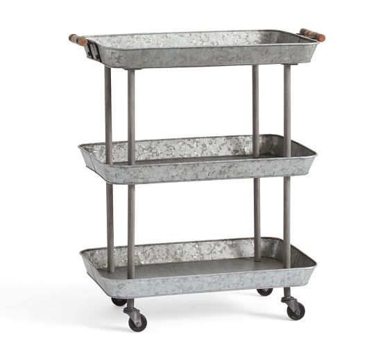 Rainier Galvanized Storage Cart | Pottery Barn (US)