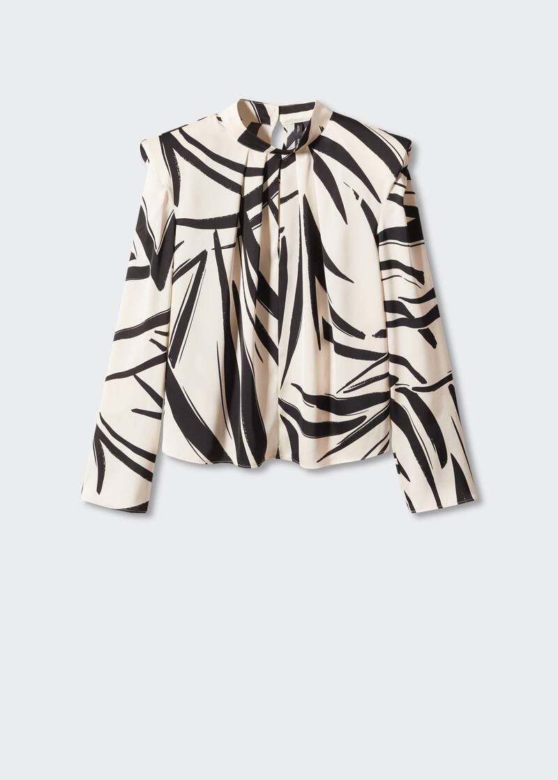 Printed blouse with shoulder pads  -  Women | Mango USA | MANGO (US)