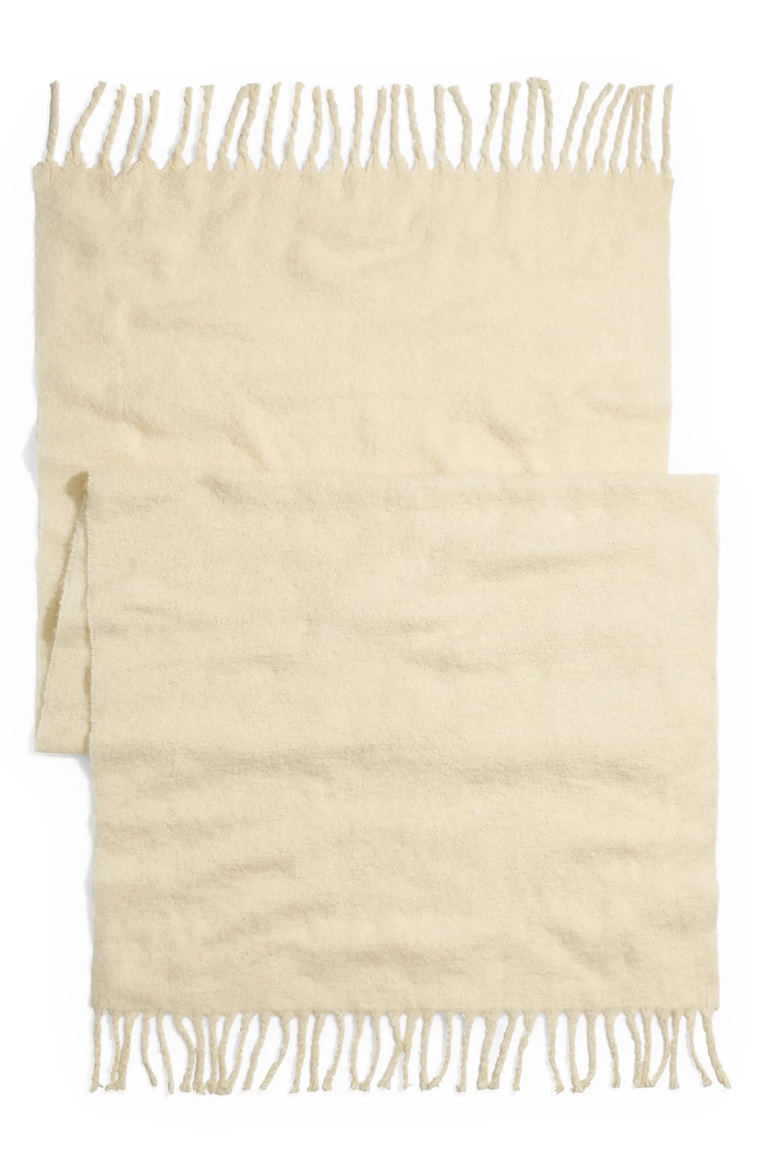 Madewell Textured Solid Contrast Fringe Scarf | Nordstrom | Nordstrom