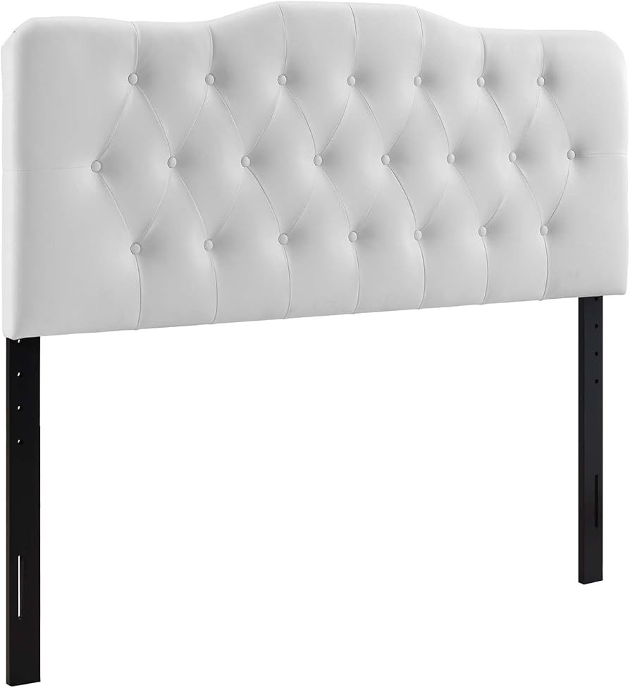 Modway Annabel Tufted Button Faux Leather Upholstered Queen Headboard in White | Amazon (US)