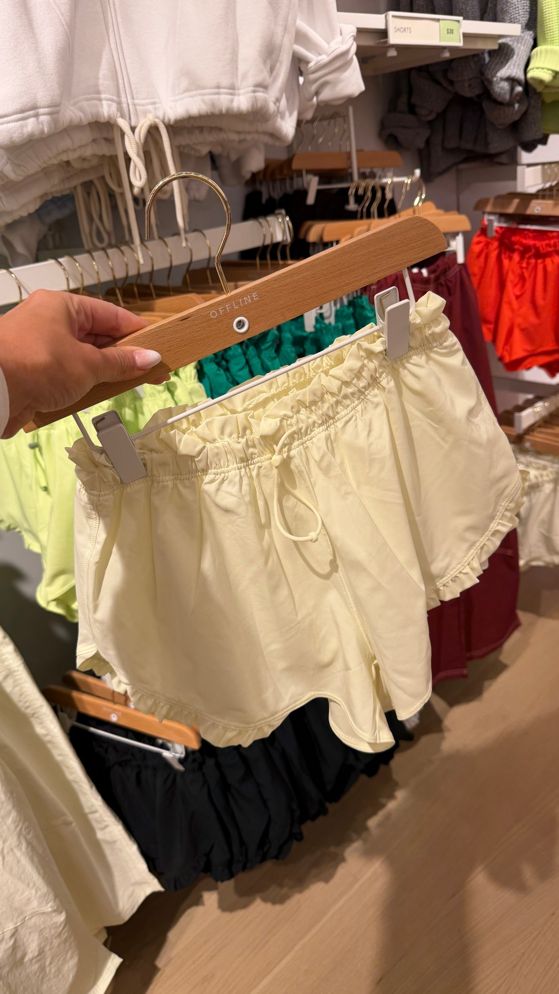 Aerie ruffle trim shorts with biker shorts built in! Butter yellow and 20% OFF! 

#LTKMothersDay #LTKSeasonal #LTKActive