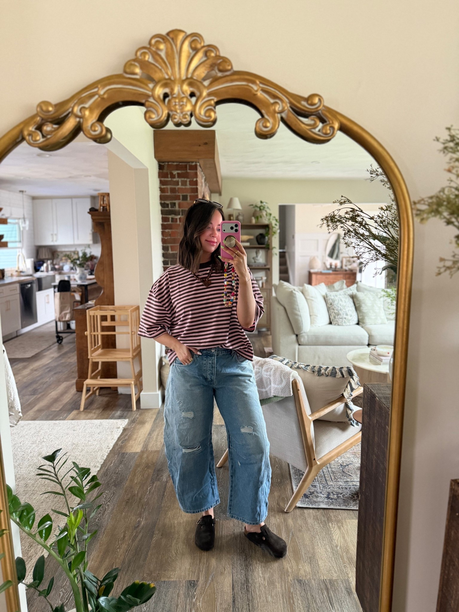 Best striped tops ever now in short sleeve for spring / summer 🙌🏼🙌🏼 in a size M! I have three colors - love this pink/brown situation!! 🩷🤎

Amazon, striped top, trending for spring, spring trends, everyday wear, mom life 

#LTKdayinmylife #LTKmomlife