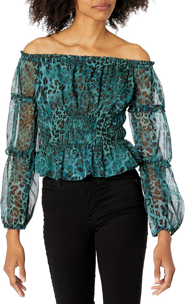 GUESS Women's Long Sleeve Off Shouldr Simi Top | Amazon (US)