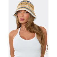 Woven Detail Beach Bucket Hat In Beige Stripe, Women's Size UK 0 | EGO (UK)