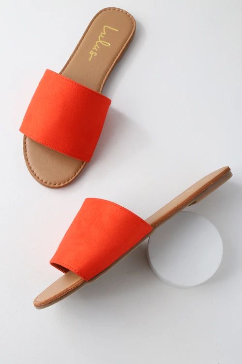 Addison Orange Suede Slide Sandals | Lulus (US)