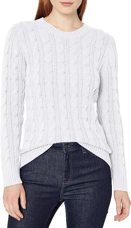Amazon Essentials Women's Long-Sleeve 100% Cotton Cable Crewneck Sweater | Amazon (US)