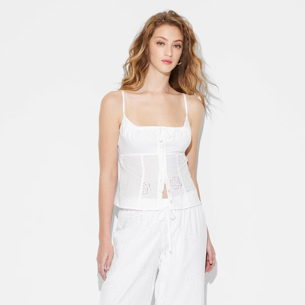 Women's Cutwork Flyaway Cami - Wild Fable™ White XS | Target