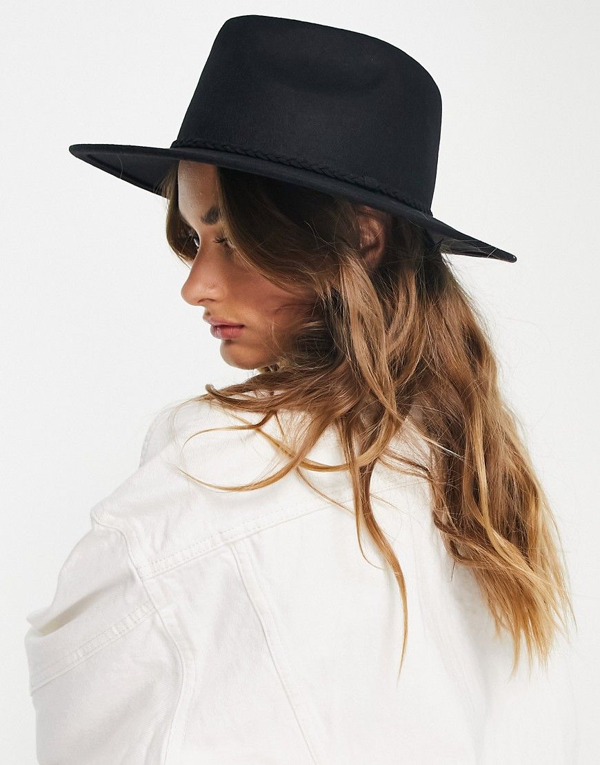 ASOS DESIGN felt panama hat with braid braid trim with size adjuster - Black | ASOS US