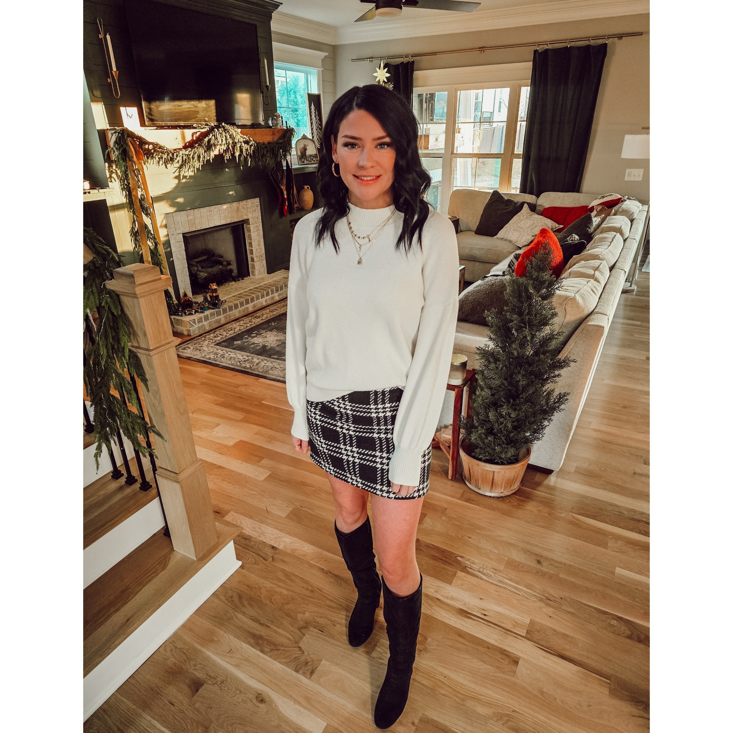 Loving a good skirt-and-boot combo this time of year!Neutrals make it easy to style for the office or for holiday parties. My skirt is an old favorite, but I linked a few similar options you can snag now!

#LTKootd #LTKSeasonal #LTKWorkwear