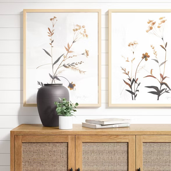 (Set of 2) 24" x 30" Wildflowers Framed Wall Art - Threshold™ | Target