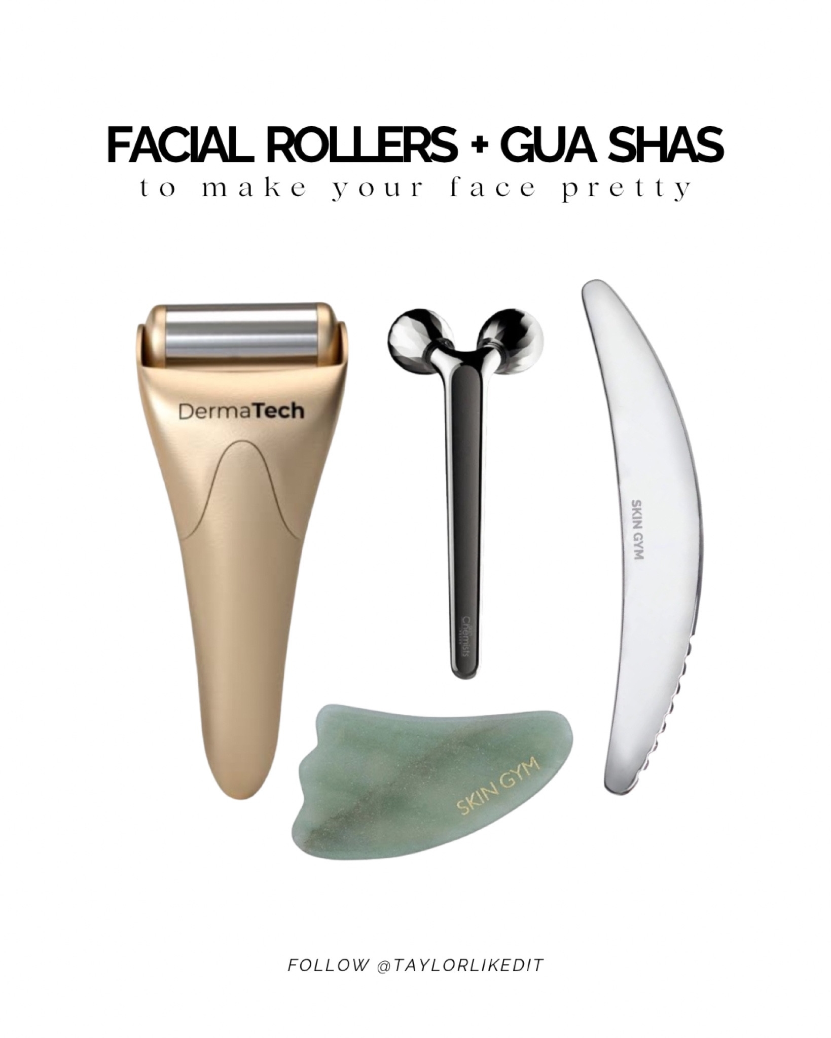 These tools are skincare game-changers!

🌟 Ice Roller: Soothes, de-puffs, and calms redness.
🌟 Dual Ball Roller: Lifts, sculpts, and relieves tension.
🌟 Curved Gua Sha: Enhances contours and reduces fine lines.
🌟 Jade Gua Sha: Increases circulation for a natural glow.

Use with your favorite serum or oil for max results! 🌿

#facialrollers #guasha #skincareessentials 

#LTKFindsUnder100 #LTKFindsUnder50 #LTKBeauty