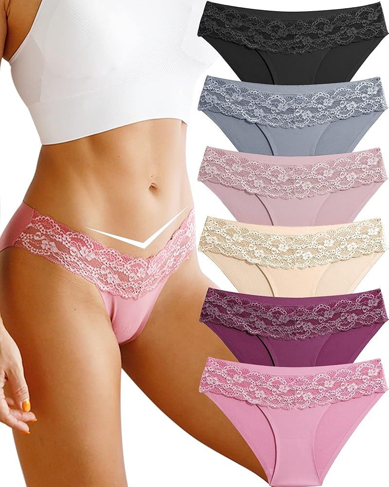 Which is Seamless Underwear for Women Sexy No Show Bikini Panties Lace Ladies High Cut Hipster In... | Amazon (US)